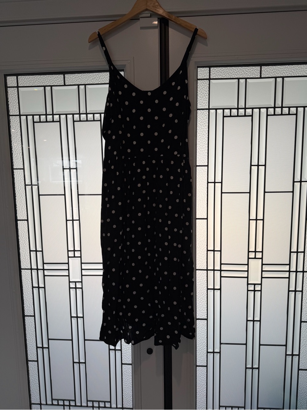 Old Navy Black Polka Dot Midi Slip Dress
